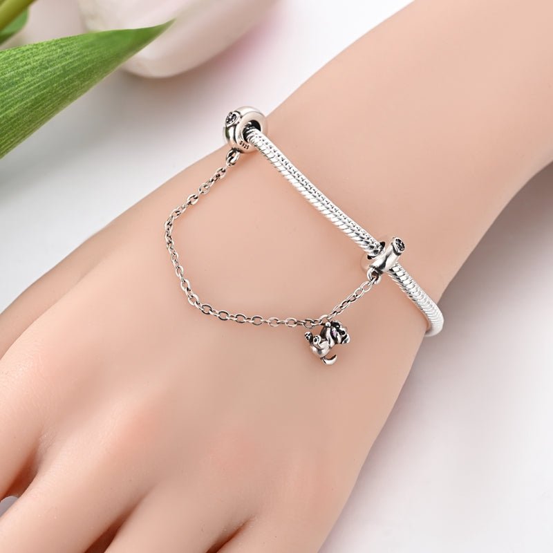 Pangama Jewelry Puppy Swing with Pink Heart Safety Chain Charm