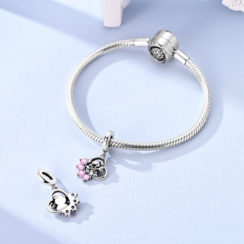 Pangama Jewelry Puppy with Bone & Paw Heart Dangle Charm