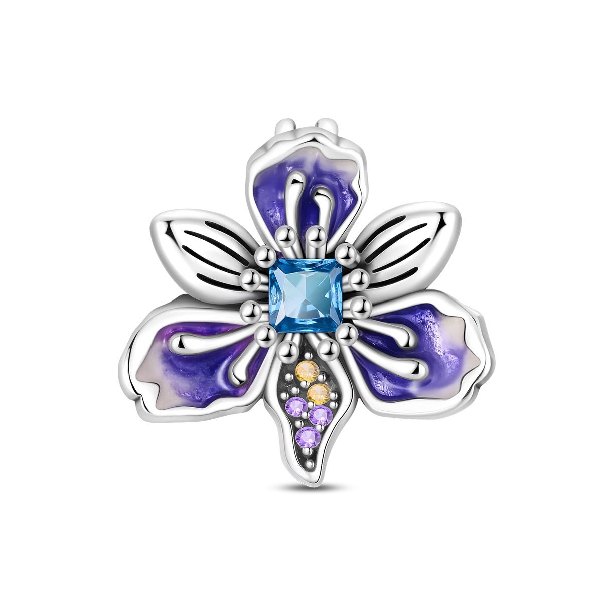 Pangama Jewelry Purple Blossom Flower Charm