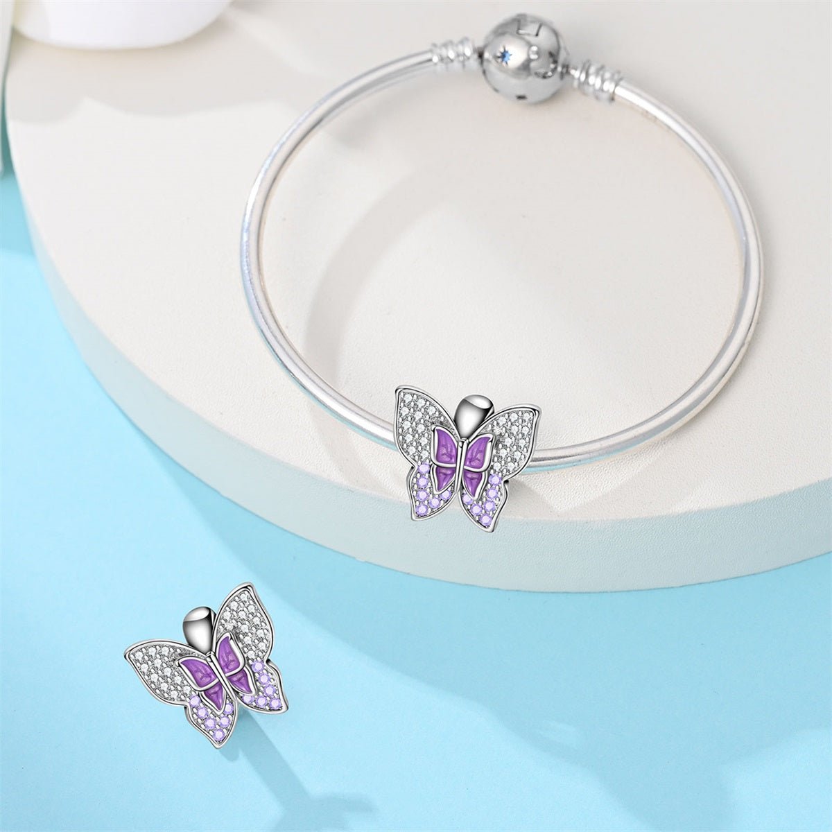 Pangama Jewelry Purple Butterfly Sparkle Charm
