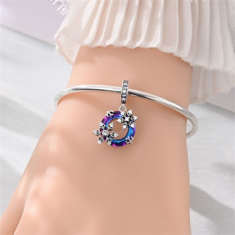 Pangama Jewelry Purple Crystal Snowflake Dangle Charm