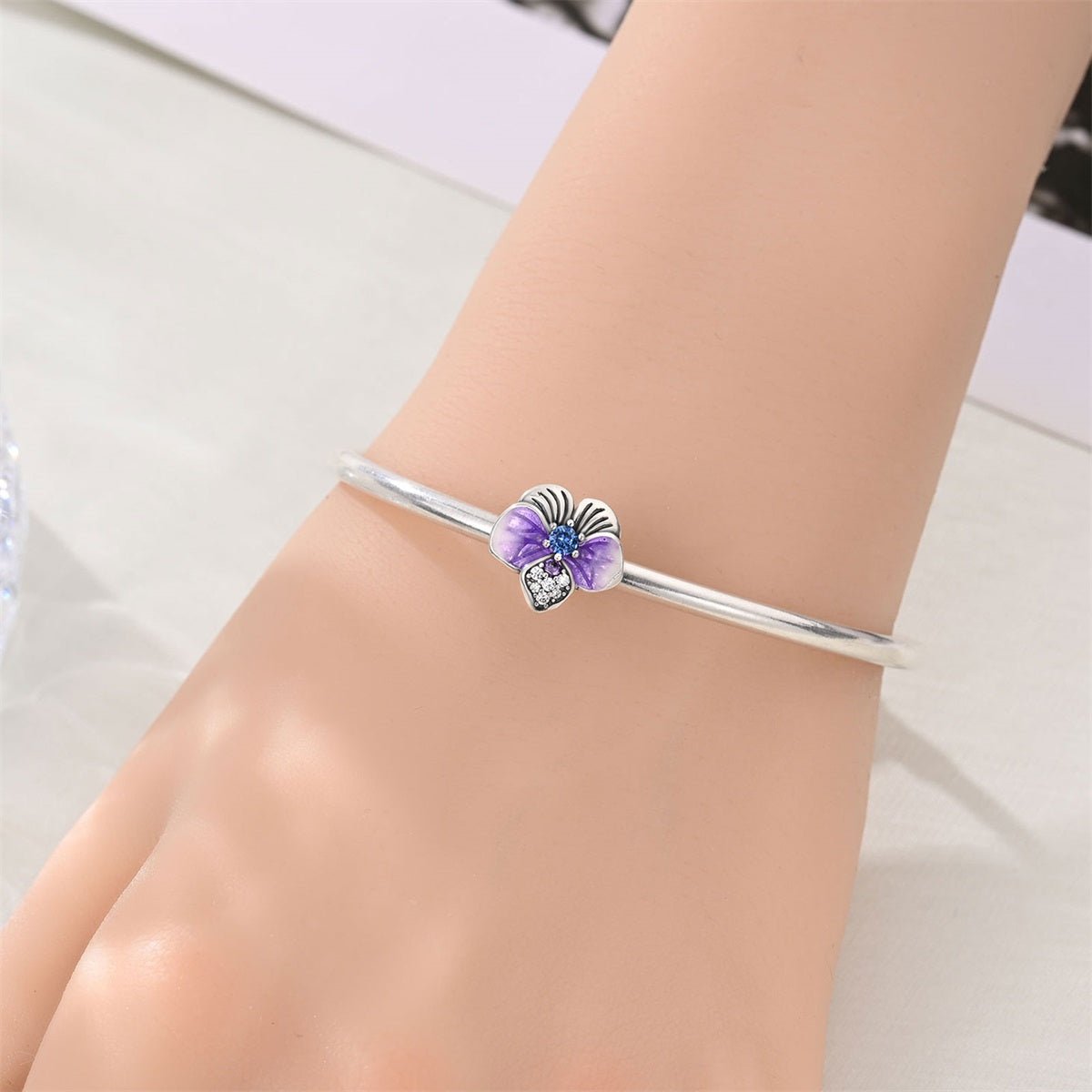 Pangama Jewelry Purple Orchid Flower Charm