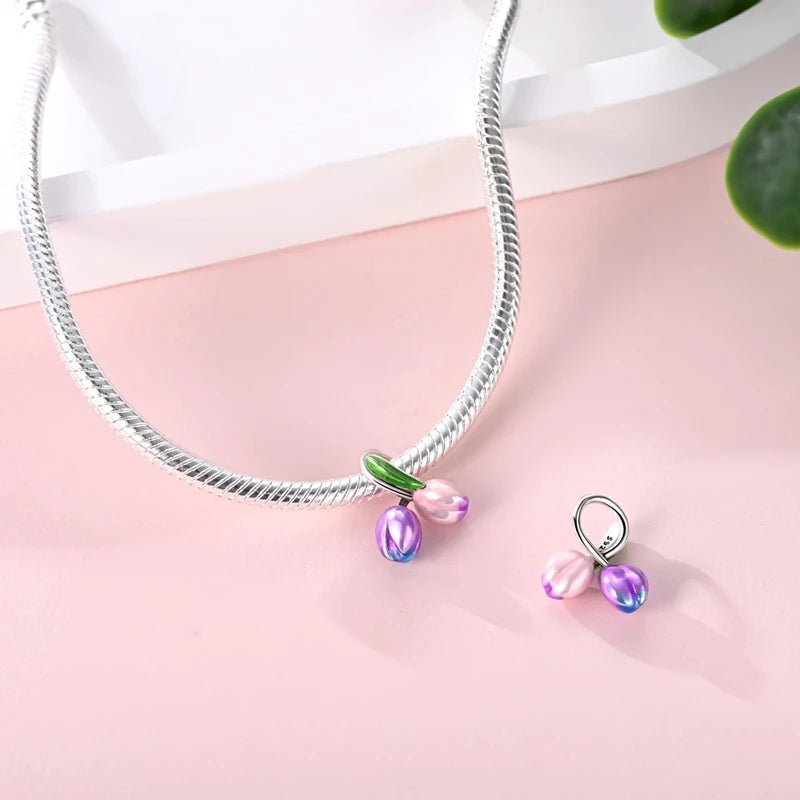 Pangama Jewelry Purple & Pink Tulip Duo Charm