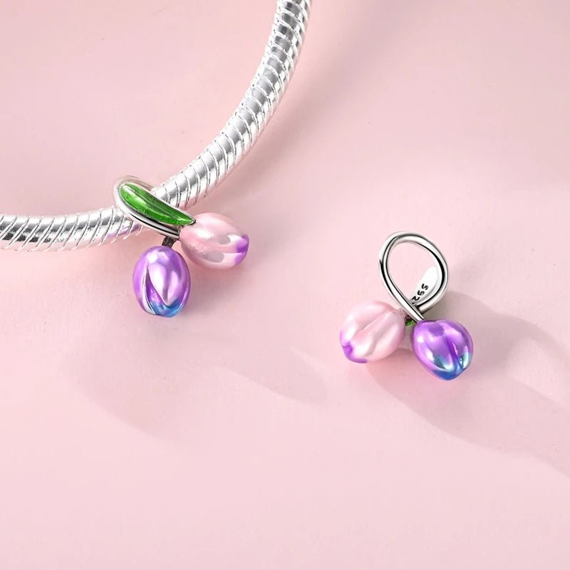 Pangama Jewelry Purple & Pink Tulip Duo Charm