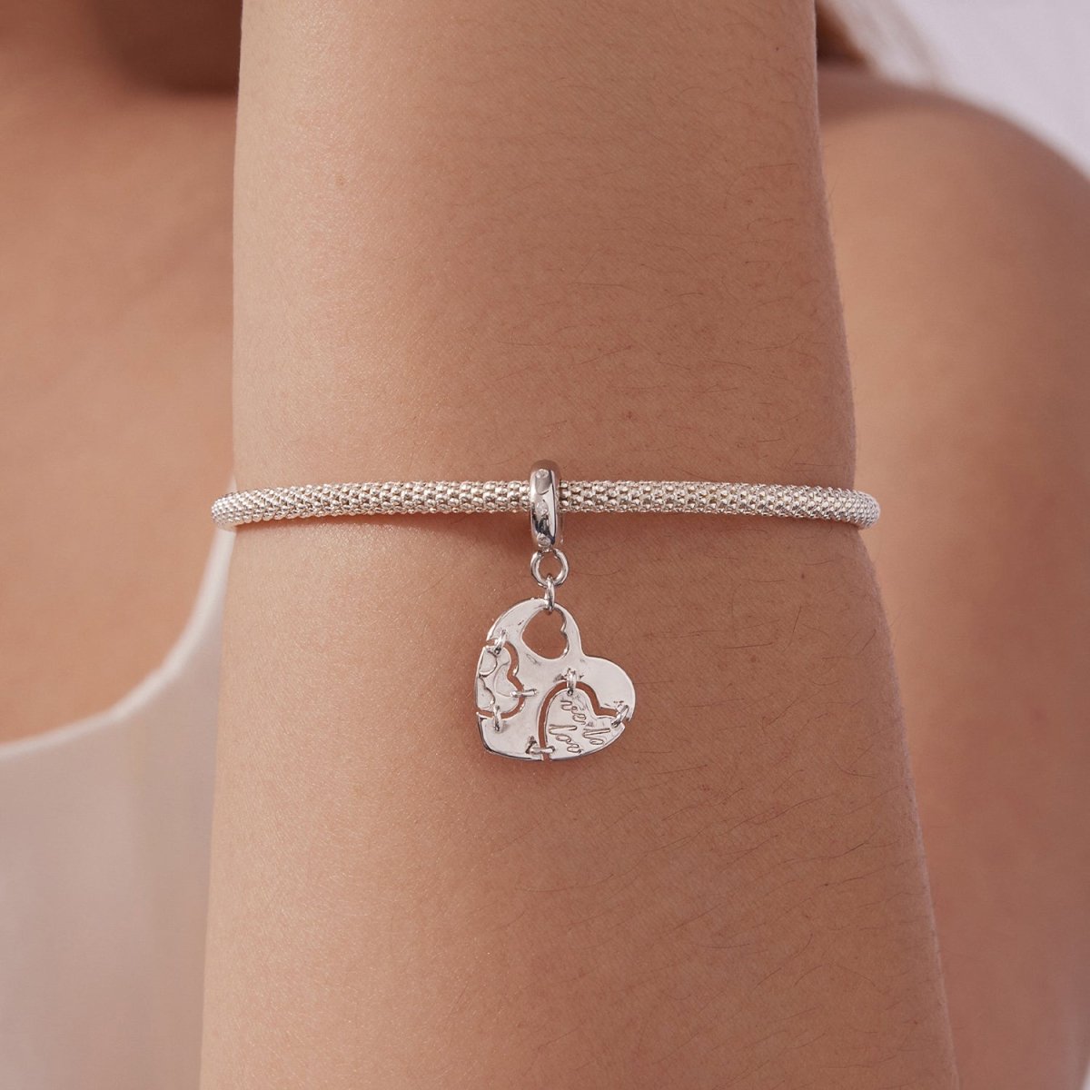 Pangama Jewelry Puzzle Heart Dangle Charm