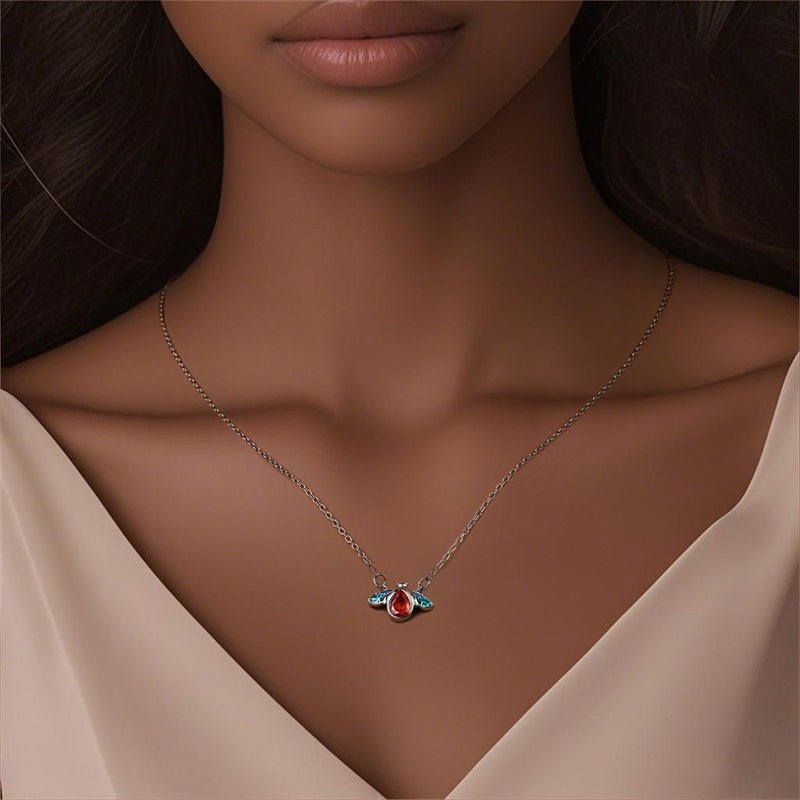 Pangama Jewelry Red & Blue Enamel Bee Necklace