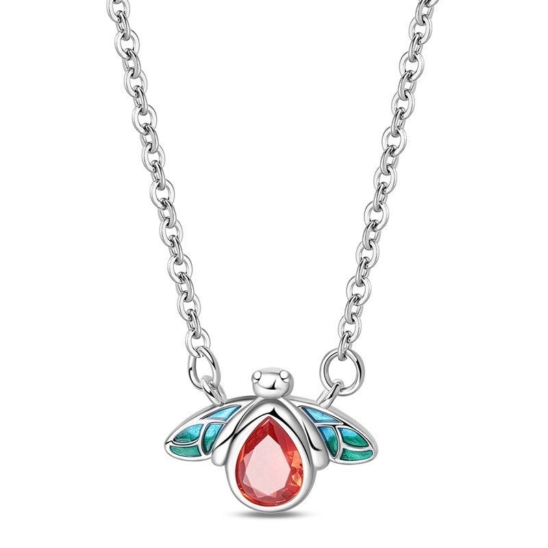 Pangama Jewelry Red & Blue Enamel Bee Necklace