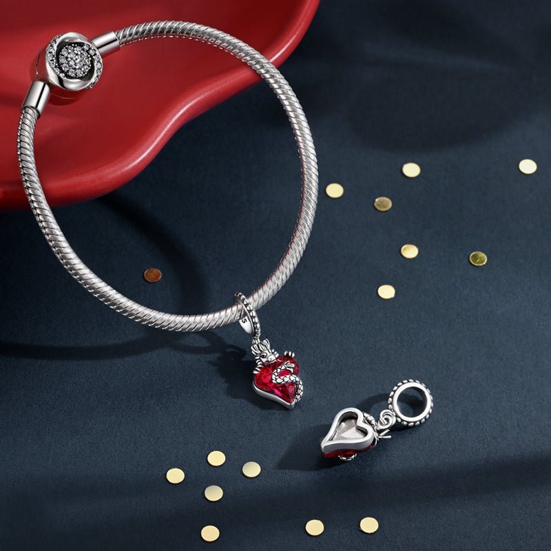 Pangama Jewelry Red Dragon Heart Dangle Charm