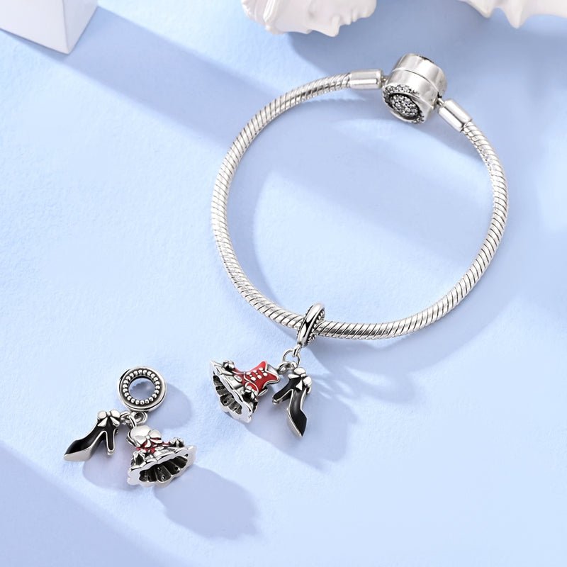 Pangama Jewelry Red Dress & Black Heels Dangle Charm