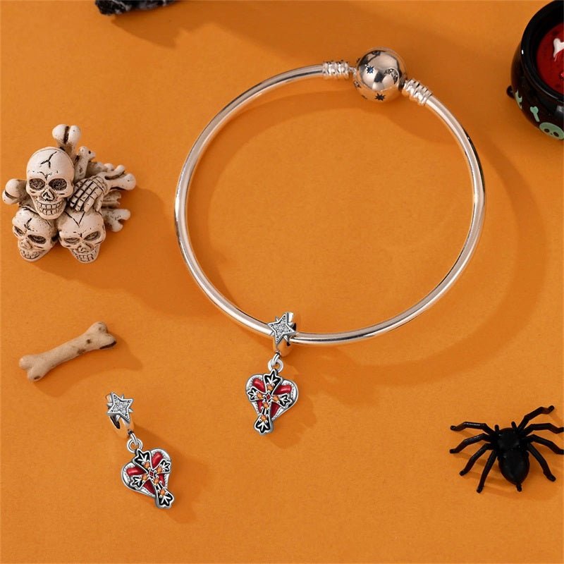 Pangama Jewelry Red Heart & Cross with Star Dangle Charm