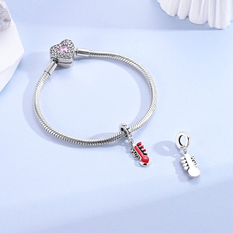 Pangama Jewelry Red Heart Thermometer of Love Dangle Charm