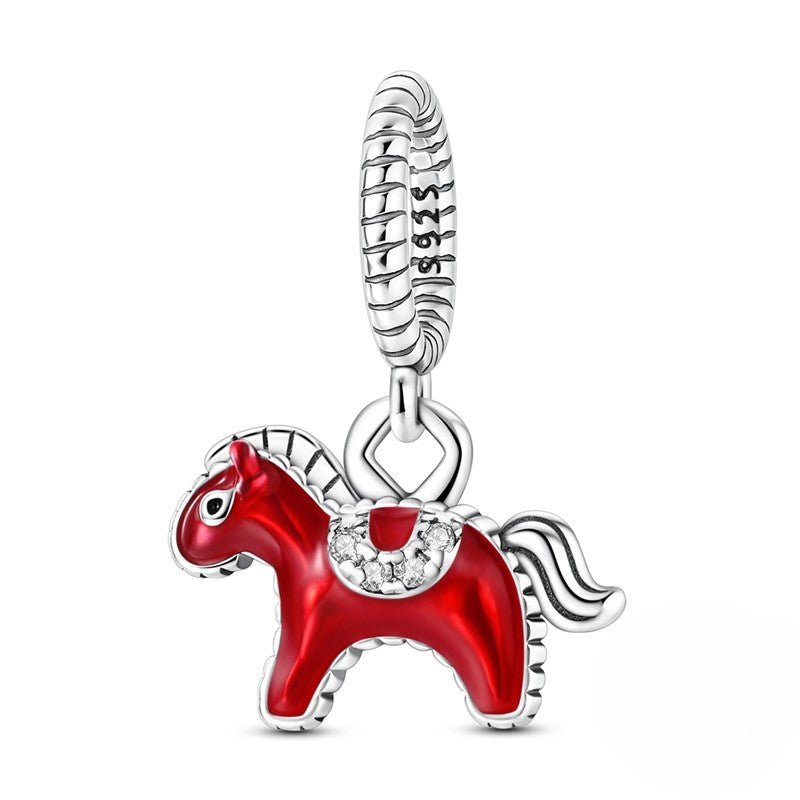 Pangama Jewelry Red Rodeo Horse Dangle Charm