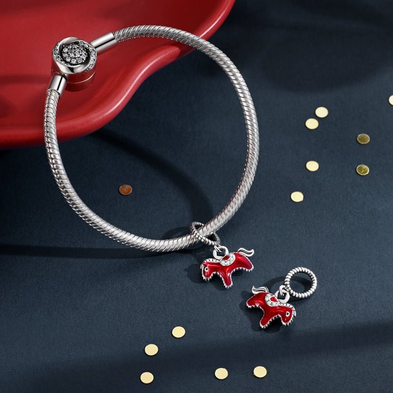 Pangama Jewelry Red Rodeo Horse Dangle Charm