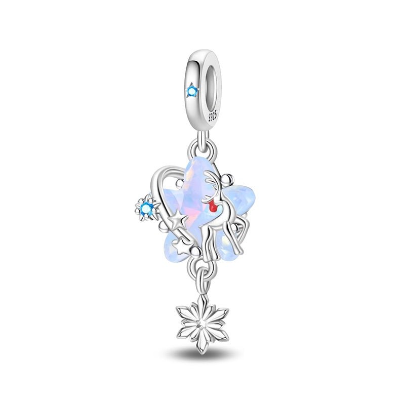 Pangama Jewelry Reindeer & Opal Star Winter Dangle Charm