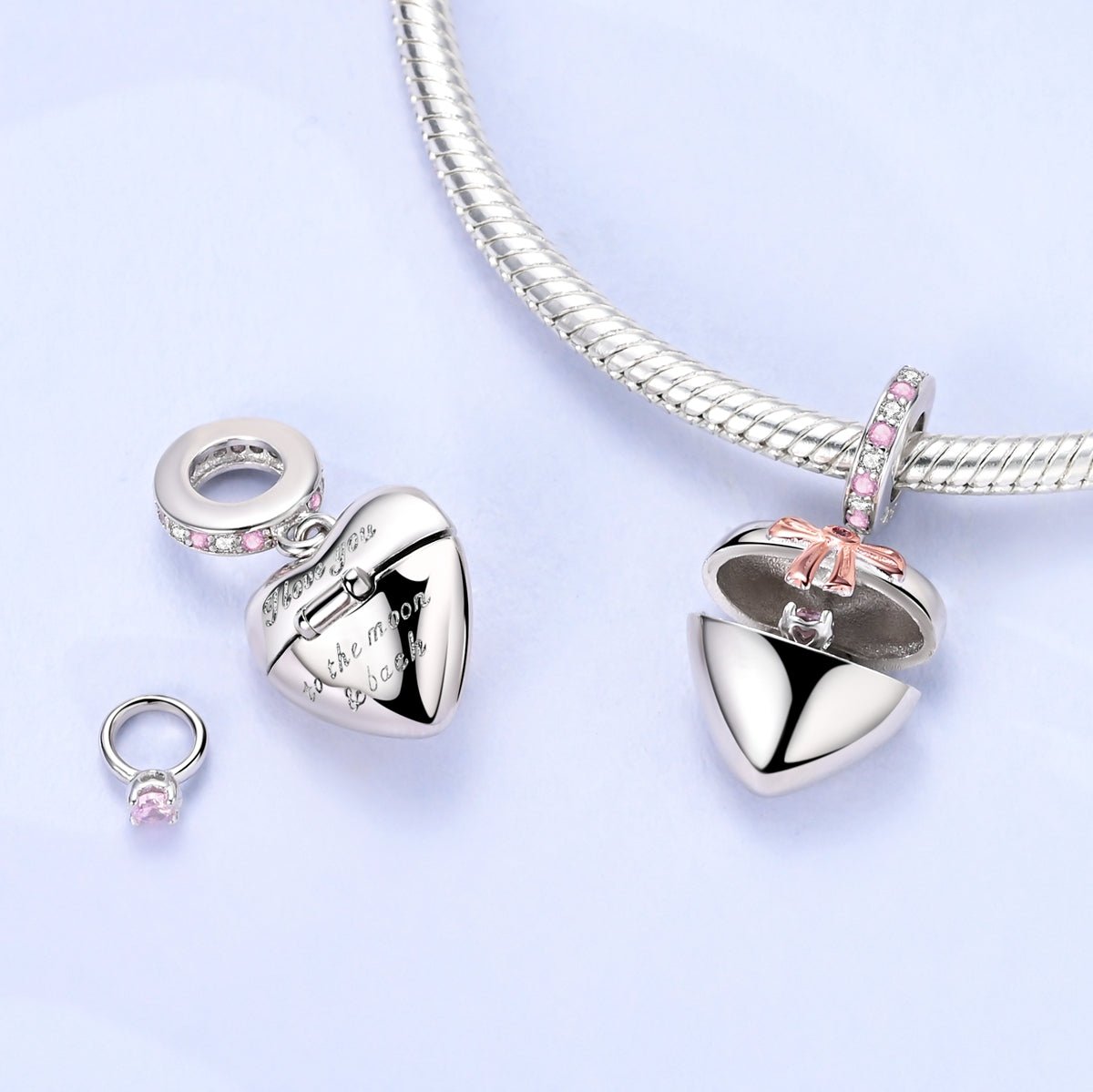 Pangama Jewelry Reveal Your Love Heart Locket Pendant Charm