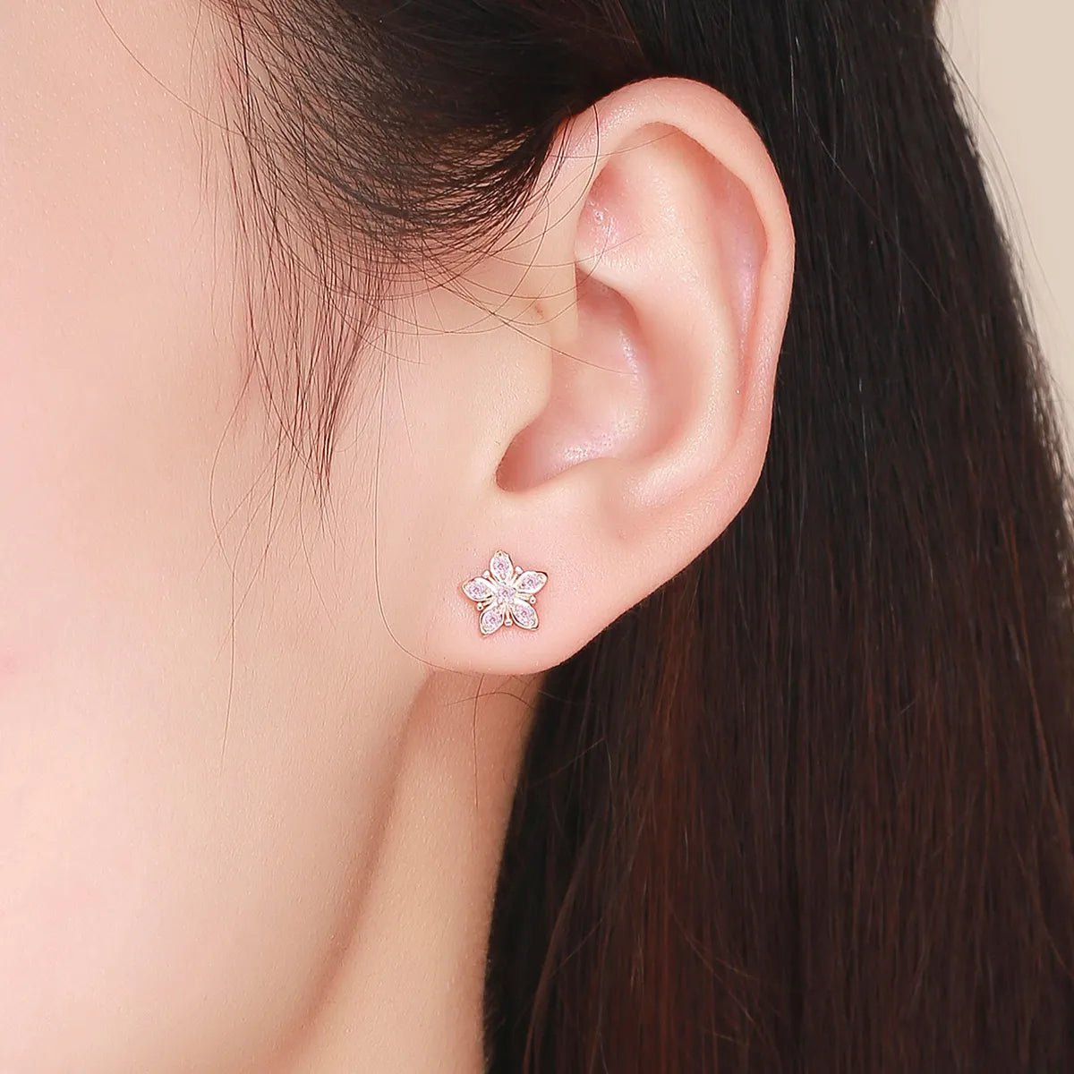 Pangama Jewelry Rose Gold Pink Daisy Stud Earrings