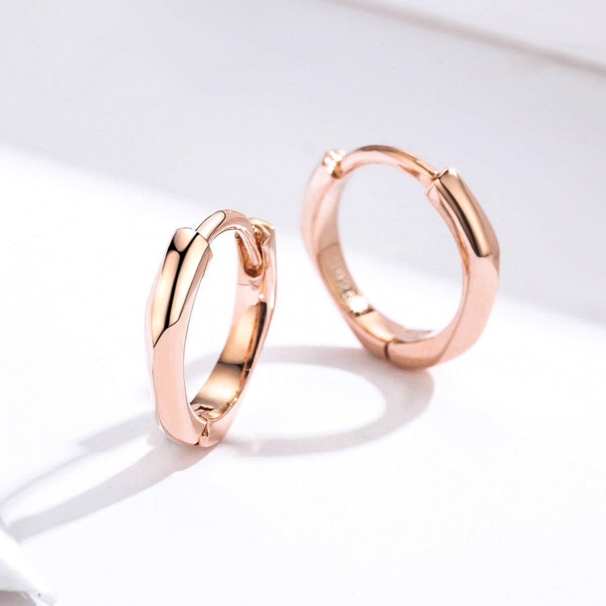 Pangama Jewelry Rose Gold Smooth Shine Hoop Earrings