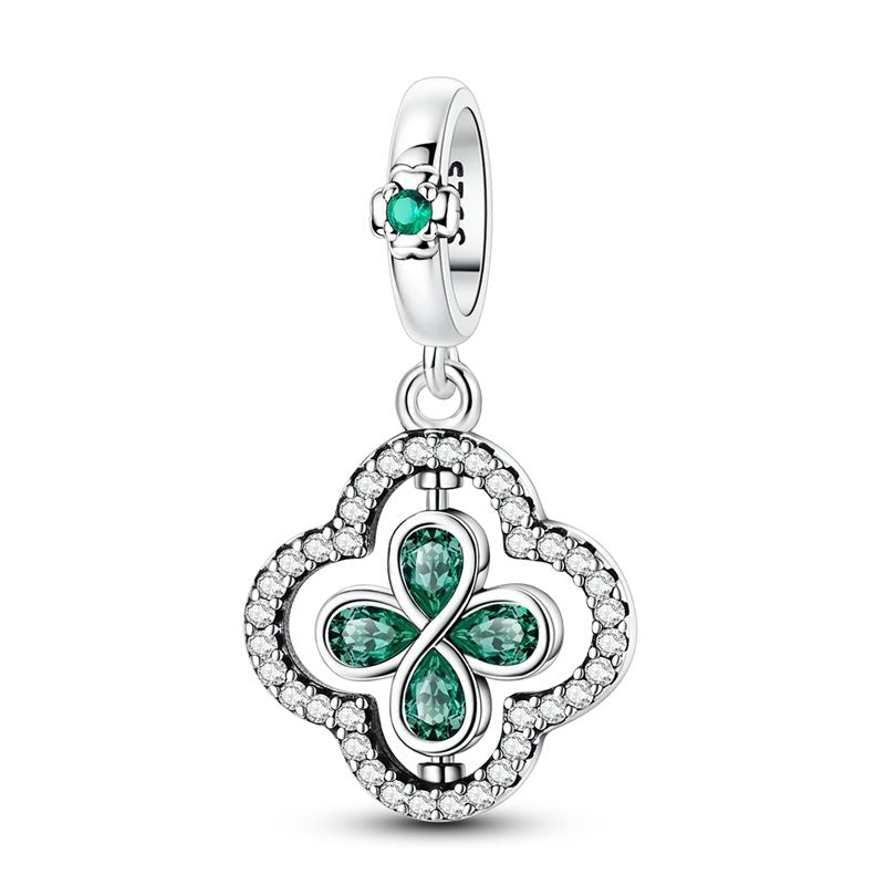 Pangama Jewelry Rotating Green Clover Crystal Dangle Charm