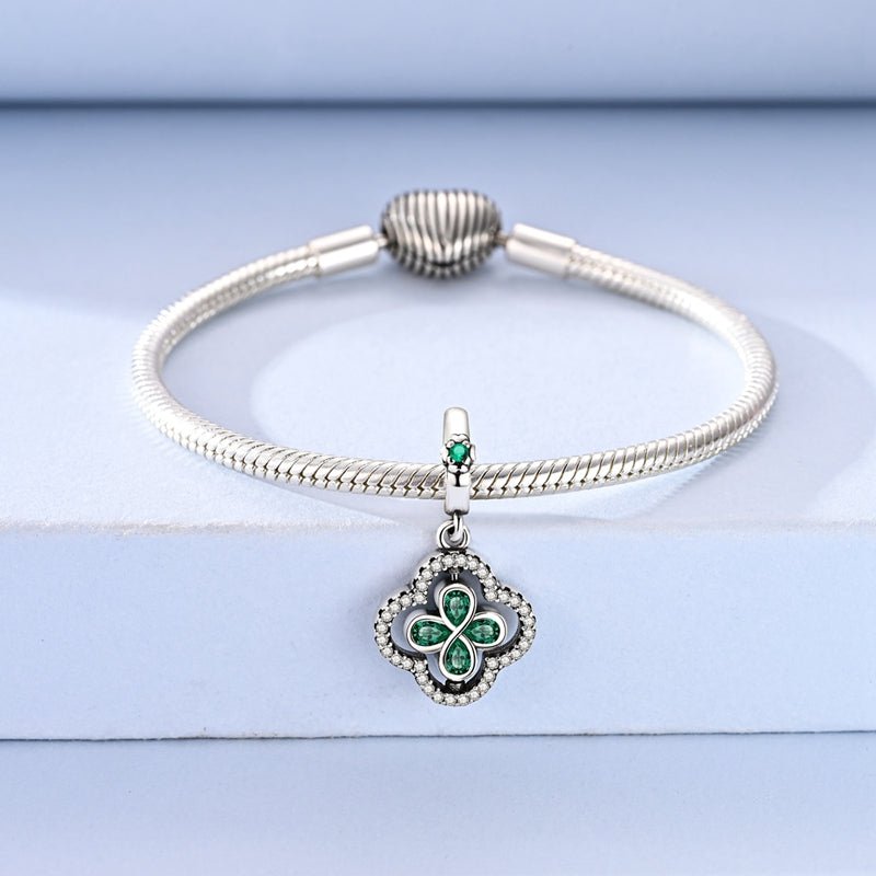 Pangama Jewelry Rotating Green Clover Crystal Dangle Charm