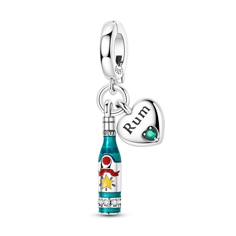 Pangama Jewelry Rum Bottle & Heart “Rum Lover” Dangle Charm