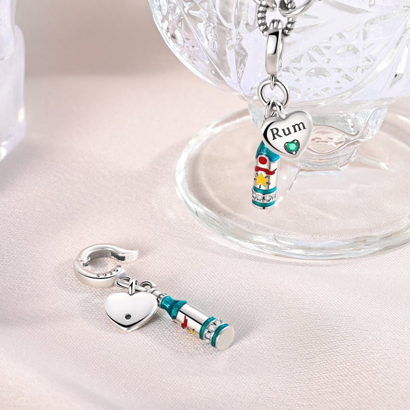Pangama Jewelry Rum Bottle & Heart “Rum Lover” Dangle Charm
