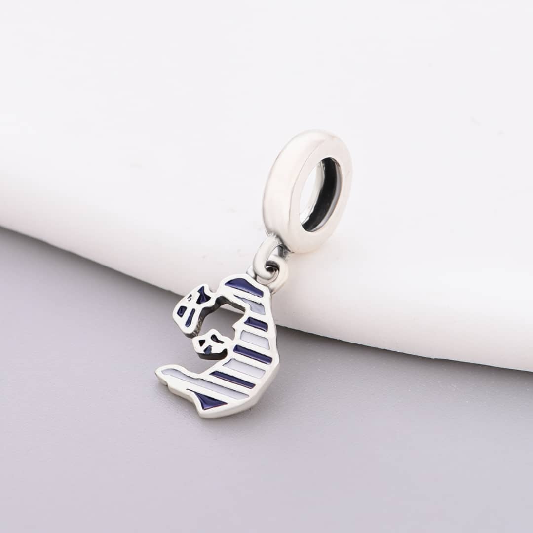 Pangama Jewelry Santorini Island Map Flag Dangle Charm