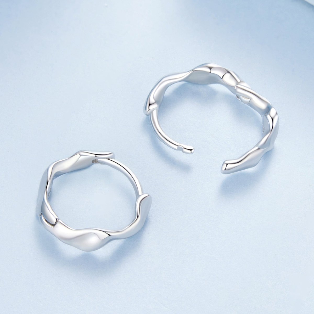 Pangama Jewelry Sculpted Silver Wave Hoop Earrings