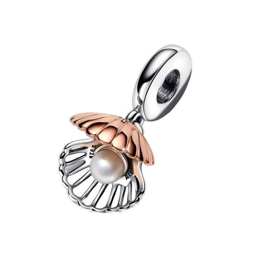 Seashell & Treated Freshwater Cultured Pearl Dangle Charm