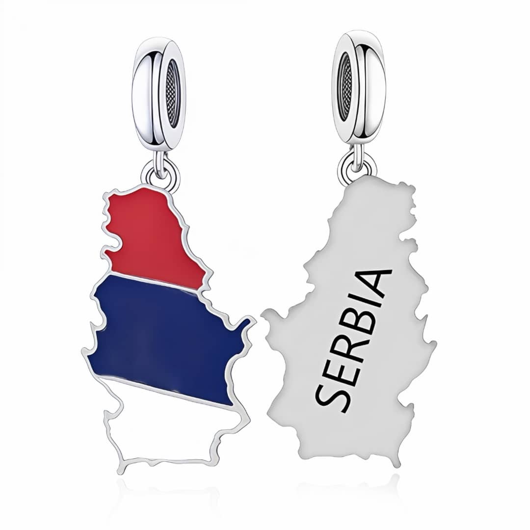 Pangama Jewelry Serbia Map Flag Dangle Charm