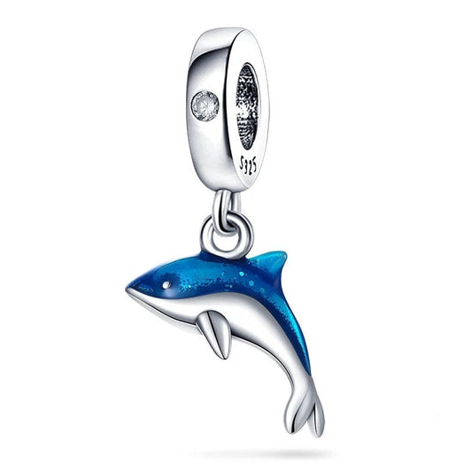 Shimmering Blue Dolphin Dangle Charm