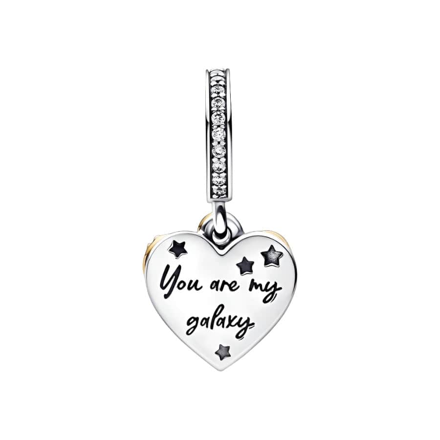 Shooting Star Hearts Double Dangle Charm