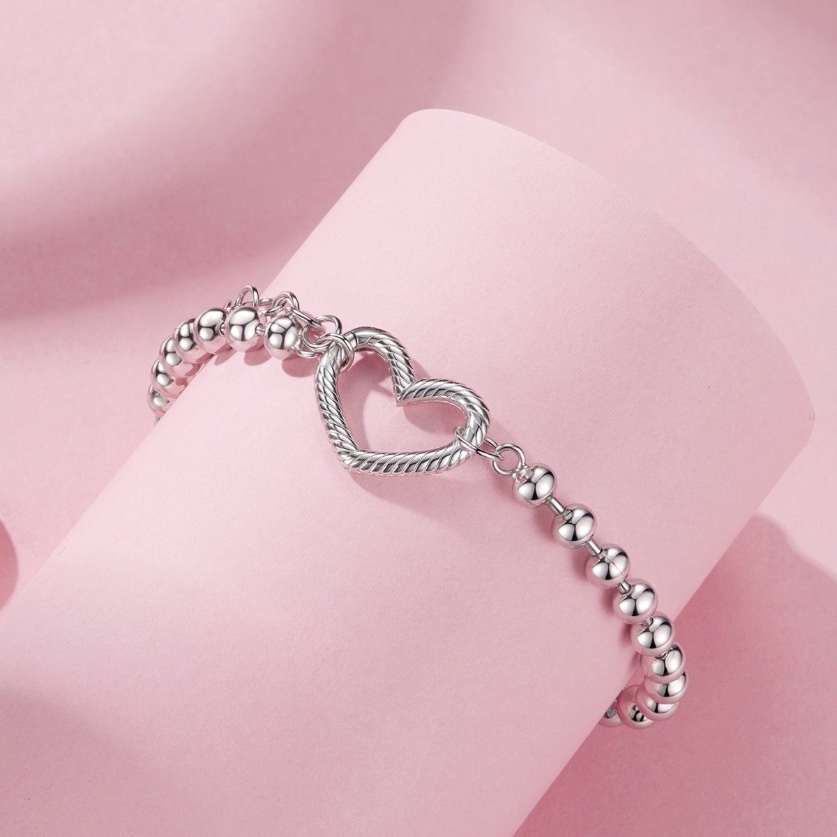 Pangama Jewelry Silver Heart Beaded Bracelet