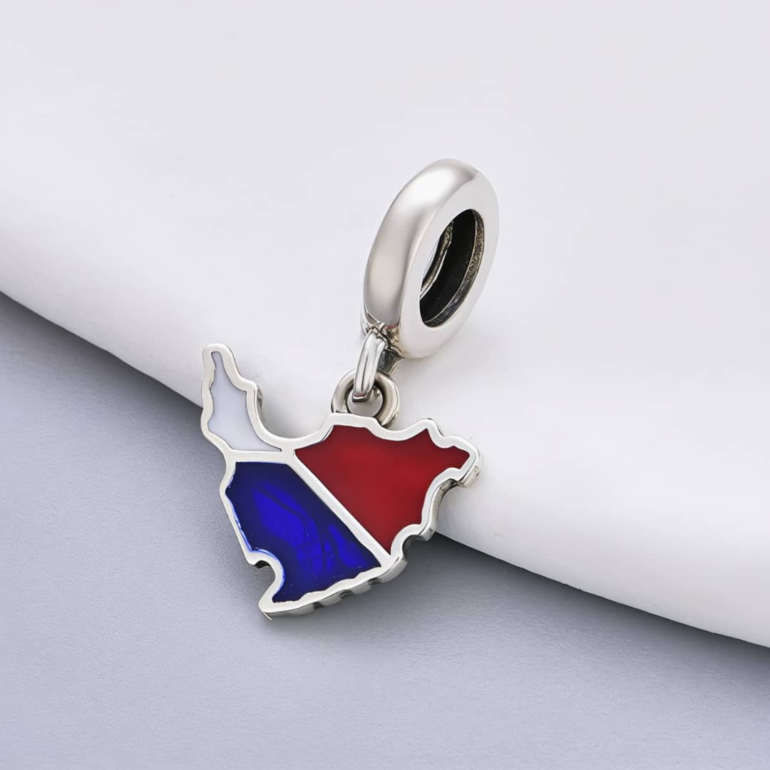 Pangama Jewelry Sint Maarten & Saint Martin Island Map Flag Dangle Charm
