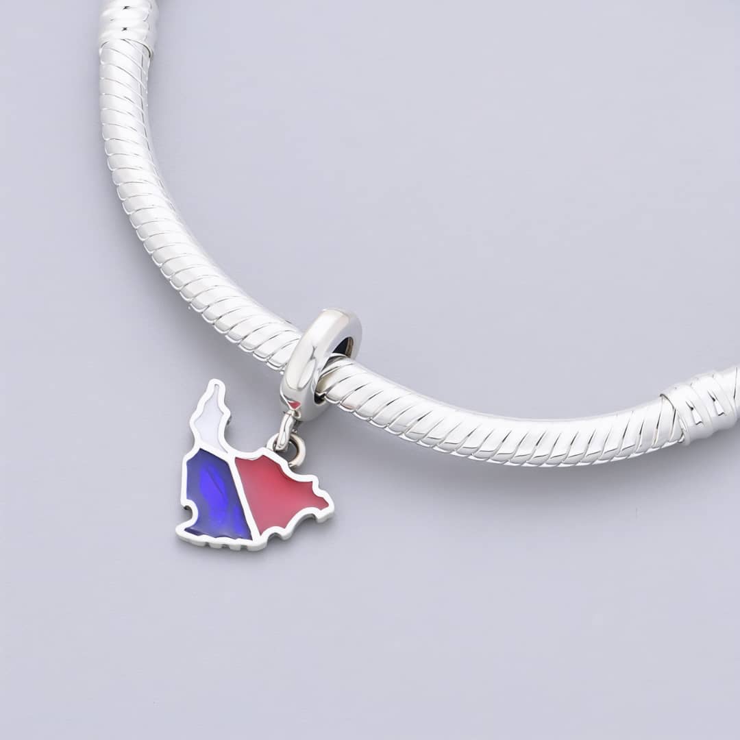 Pangama Jewelry Sint Maarten & Saint Martin Island Map Flag Dangle Charm