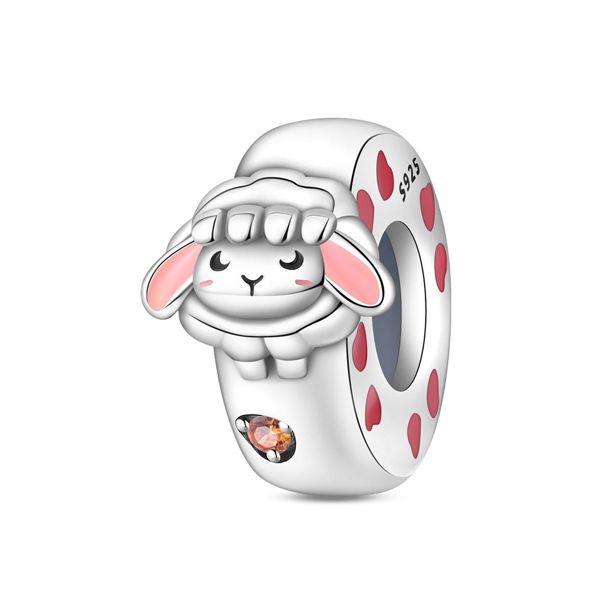 Pangama Jewelry Sleeping Lamb & Pink Hearts Charm