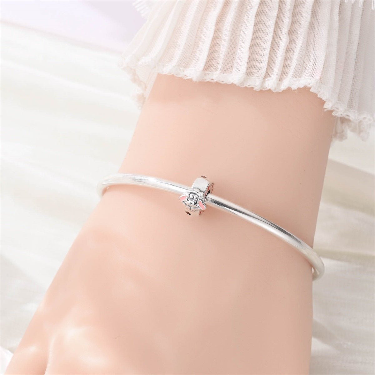 Pangama Jewelry Sleeping Lamb & Pink Hearts Charm