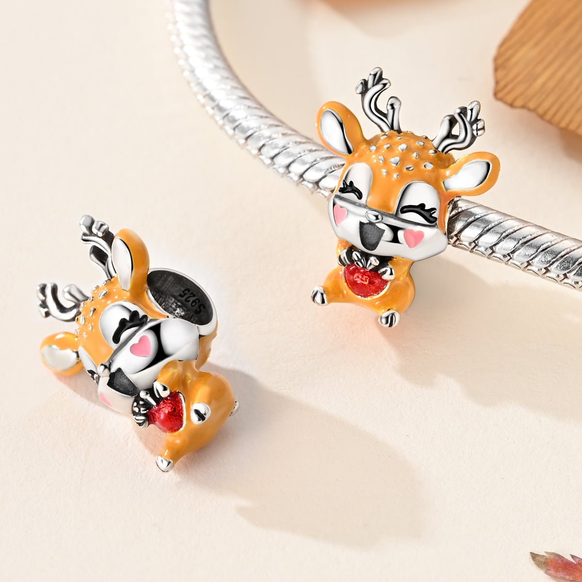 Pangama Jewelry Smiling Deer with Red Heart Charm