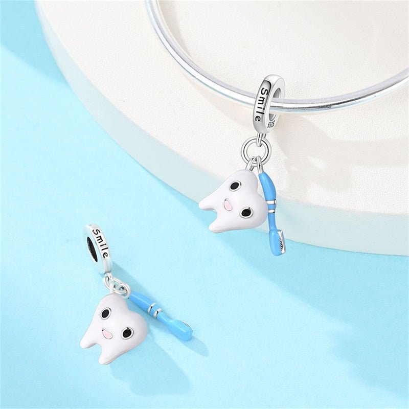 Pangama Jewelry Smiling Tooth with Toothbrush Dangle Charm