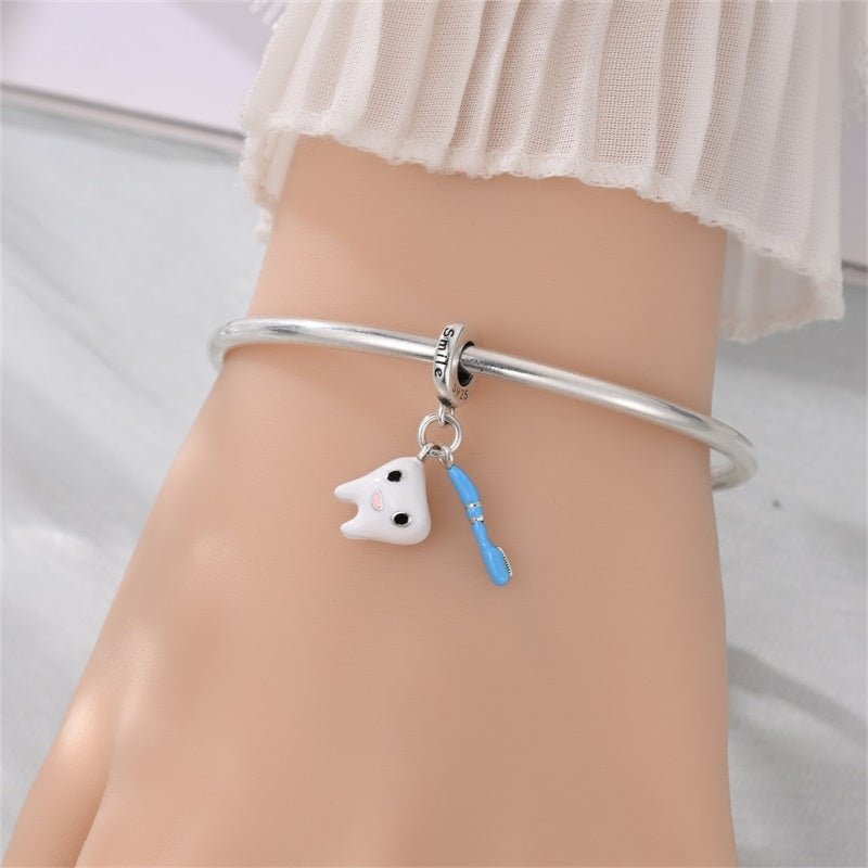 Pangama Jewelry Smiling Tooth with Toothbrush Dangle Charm