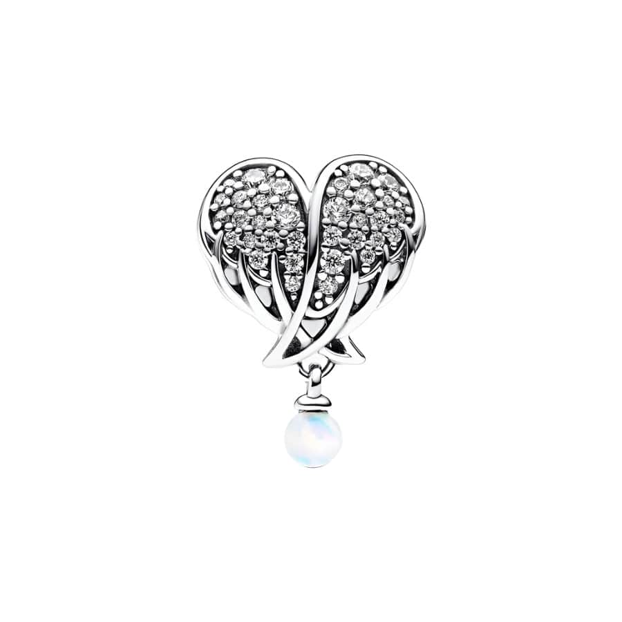 Sparkling Angel Wings & Heart Charm