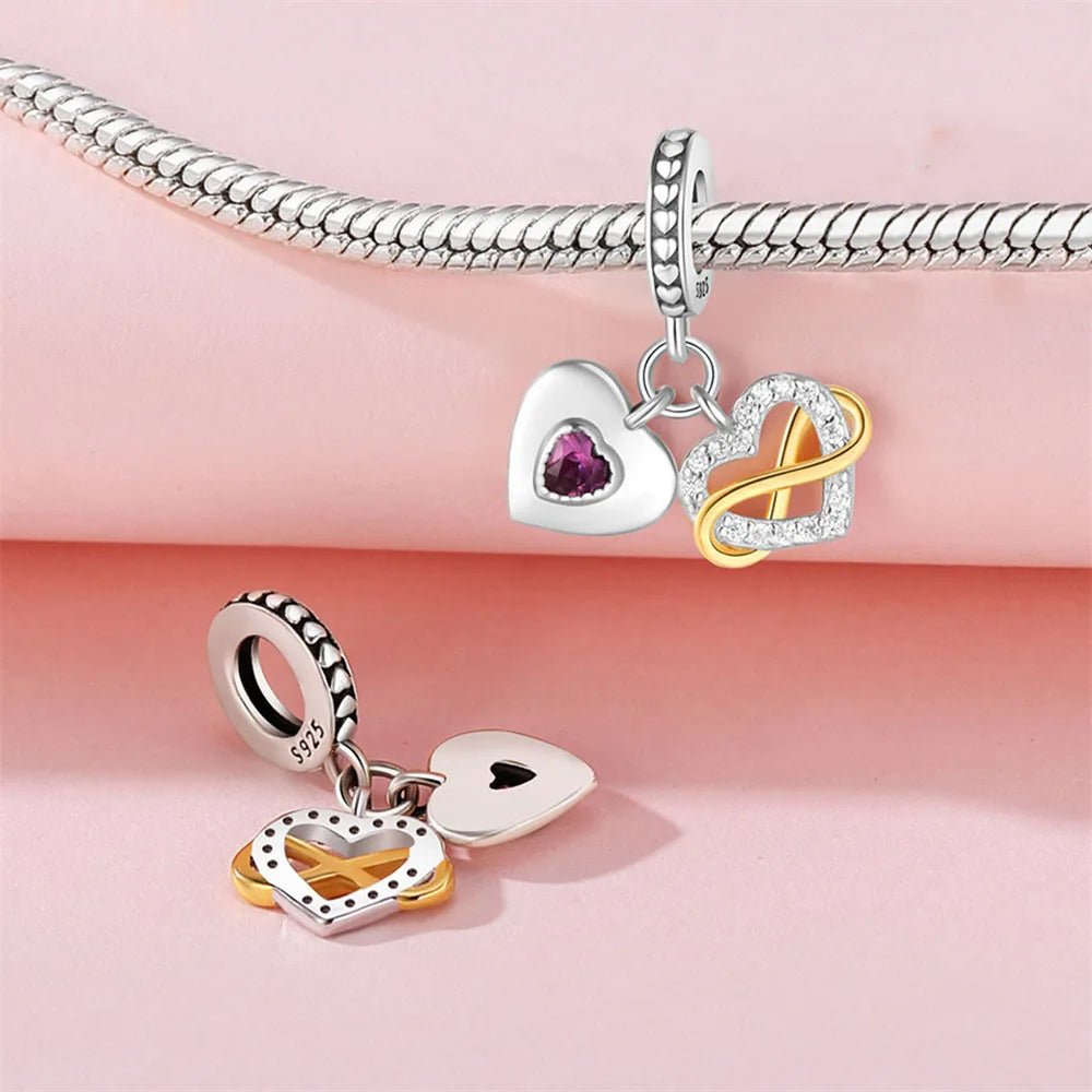 Pangama Jewelry Sparkling Infinity Heart Dangle Charm