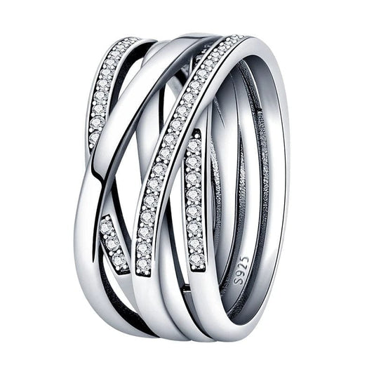 Sparkling & Polished Lines Ring
