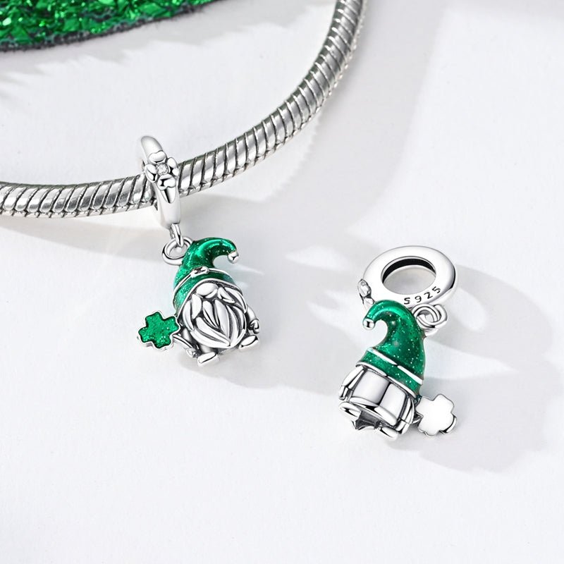 Pangama Jewelry St. Patrick’s Day Gnome with Clover Dangle Charm