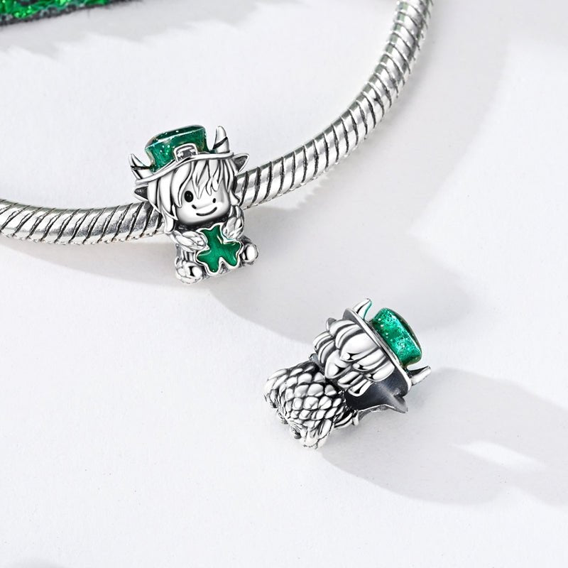 Pangama Jewelry St. Patrick’s Day Highland Cow with Clover Charm
