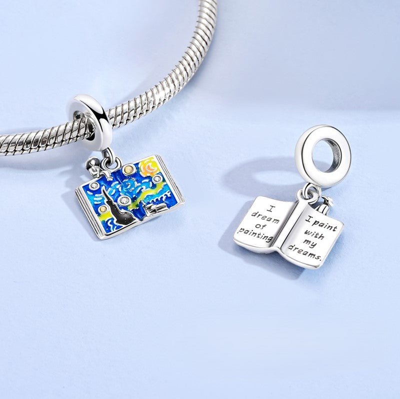 Pangama Jewelry Starry Night Painting & Dream Book Dangle Charm
