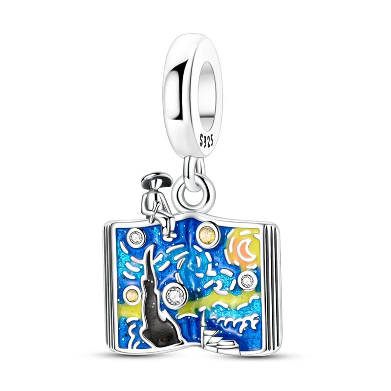 Pangama Jewelry Starry Night Painting & Dream Book Dangle Charm