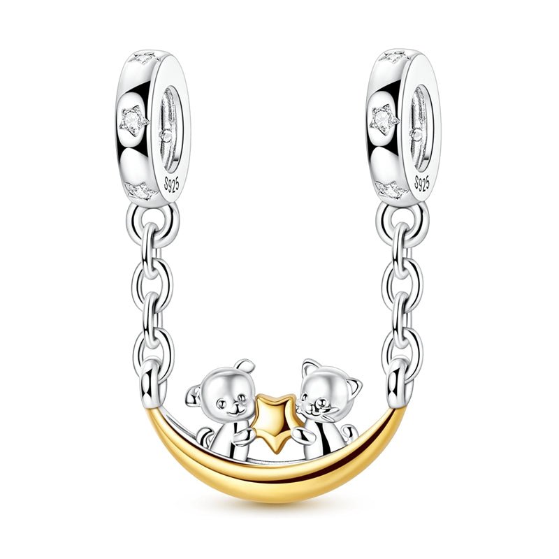 Pangama Jewelry Teddy Bears Holding Star Safety Chain Charm