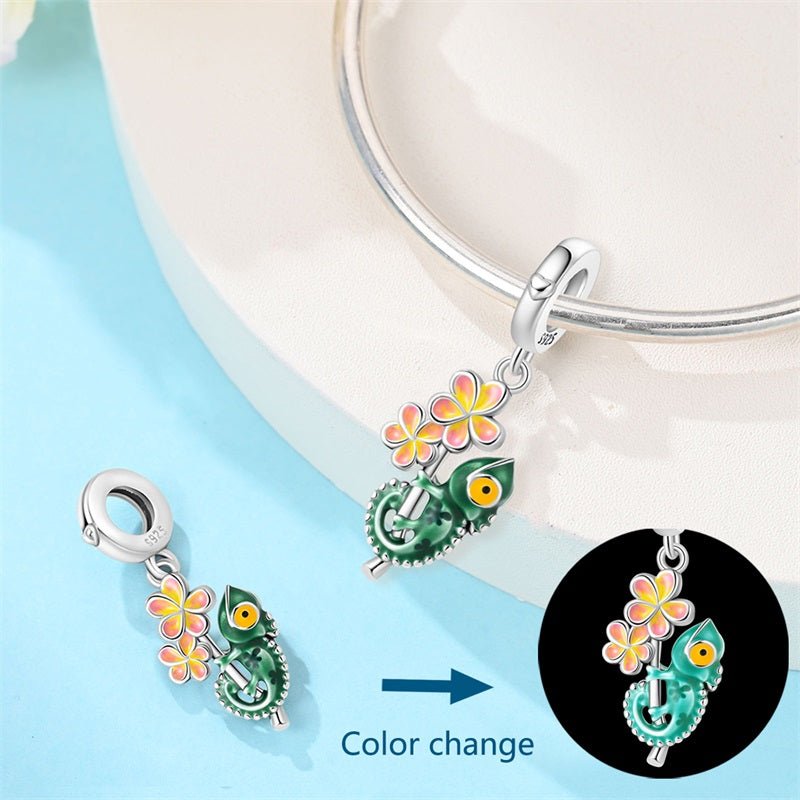 Pangama Jewelry Temperature - Changing Chameleon & Flower Dangle Charm