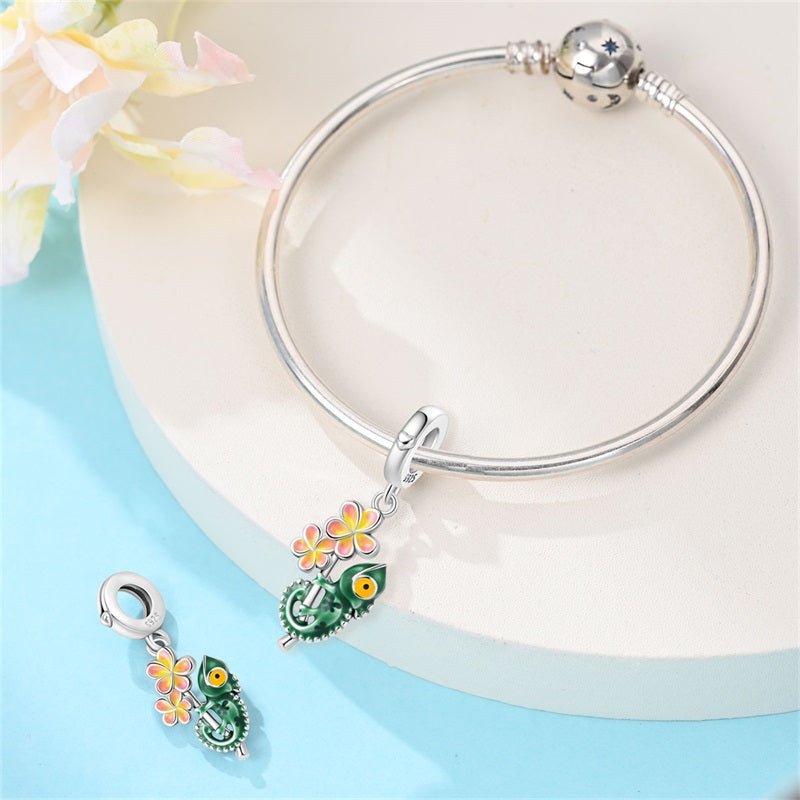 Pangama Jewelry Temperature - Changing Chameleon & Flower Dangle Charm