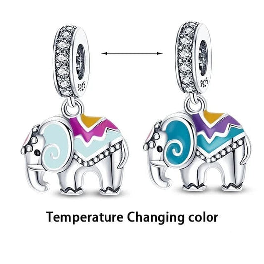 Temperature Changing Color Elephant Dangle Charm